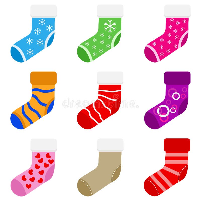 A set of Christmas socks stock vector. Illustration of season - 89622798