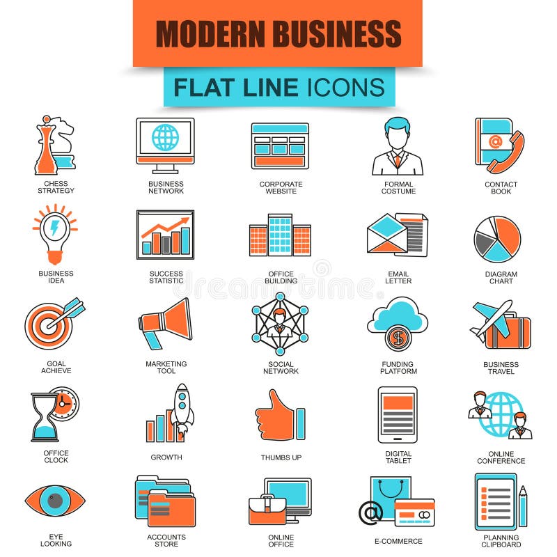Set cienkie kreskowe ikony robi biznesowi używać marketingowych technologia pomysły ilustracji Set cienkie kreskowe ikony robi biznesowi używać marketingowych technologia pomysły ilustracji