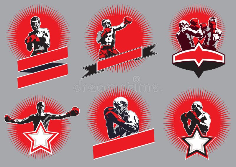 Set of circular combative sport icons or emblems royalty free illustration Set of circular combative sport icons or emblems royalty free illustration
