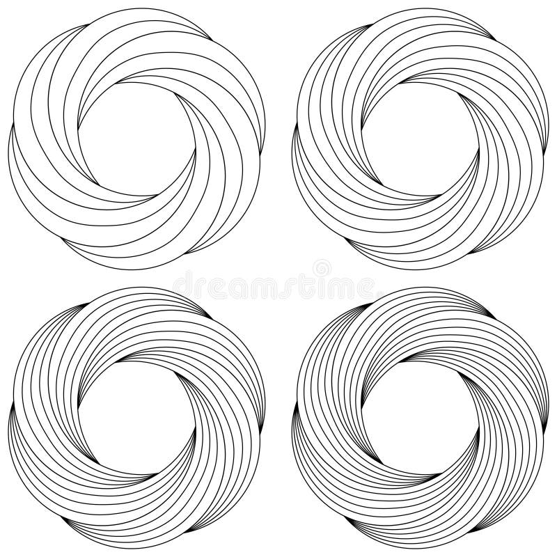 Set circular flower pattern swirling finer lines vector ring template logo pattern ball thread for knitting vector illustration