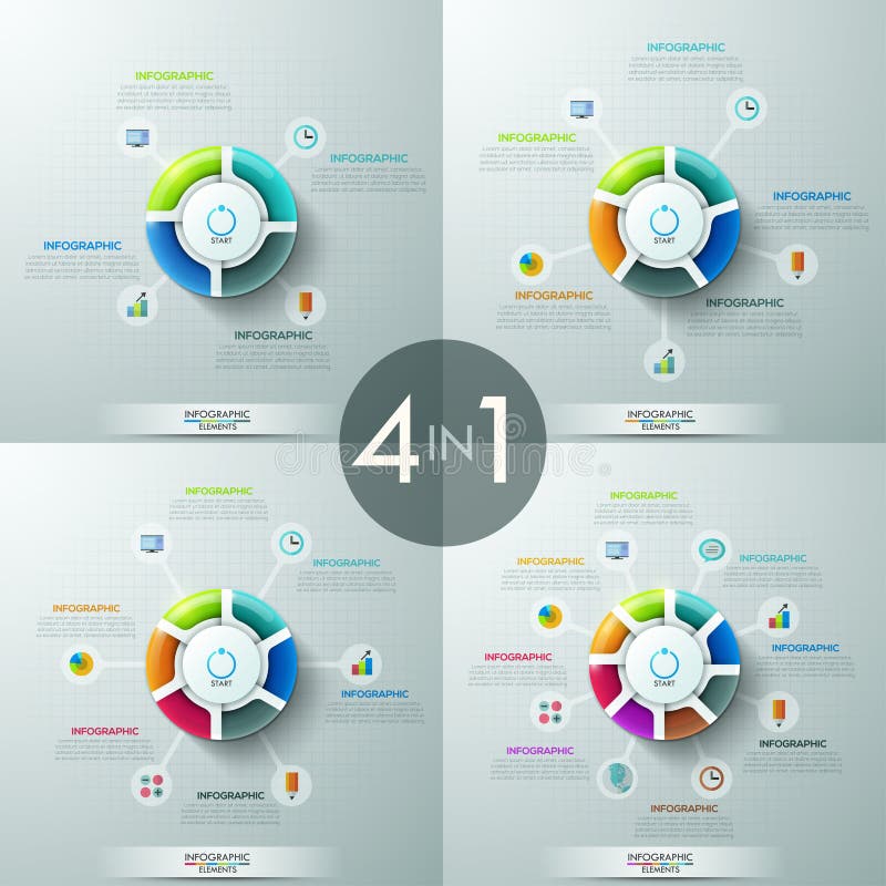 Circular Infographic Design Layout with 5 Spiral Lettered Elements