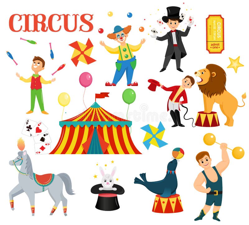 A set of circus artists stock illustration
