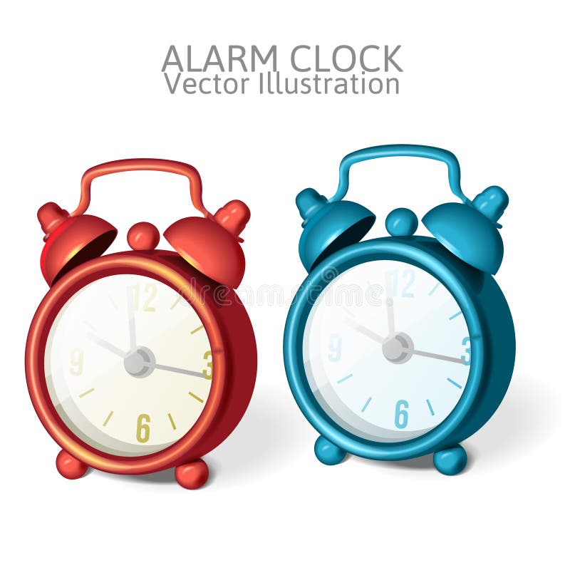 Set of Classic Alarm Clock with Bells on Top Stock Vector