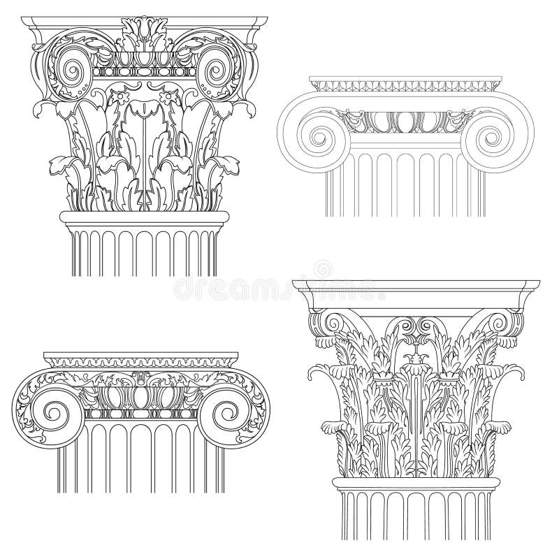 Set of classic columns