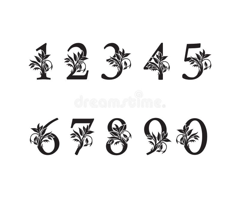 One two three four vintage patterned numbers font Vector Image