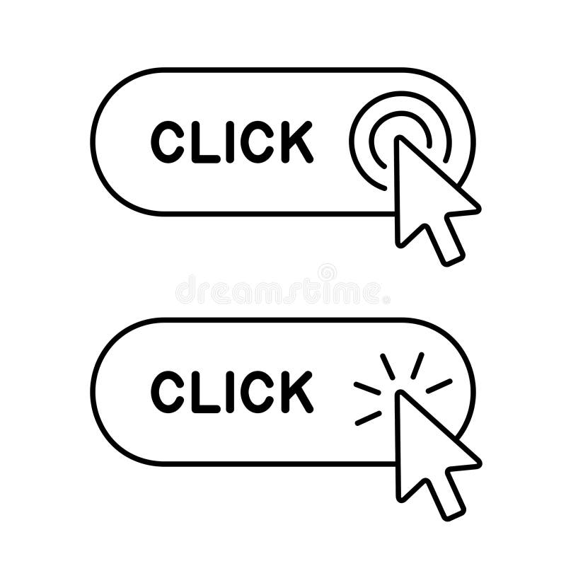 Click Here Button with Hand Icon Stock Vector Illustration of sign