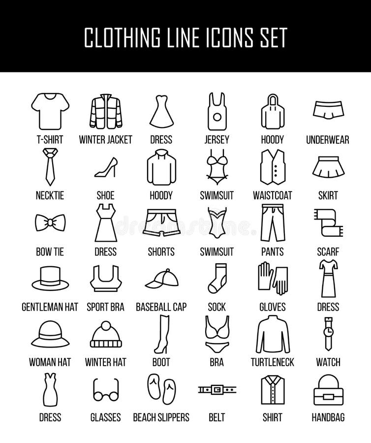 Set of Clothing Icons in Modern Thin Line Style. Stock Illustration ...