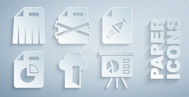 Set Cloud database, Note paper with push button, Document graph chart, Board, Delete file document and Paper shredder royalty free illustration