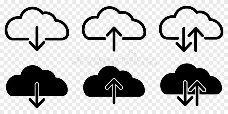 Set of cloud download and upload icons vector illustration