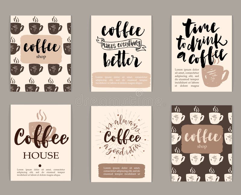 Set of Coffee Design Templates. Stock Vector Illustration of hand