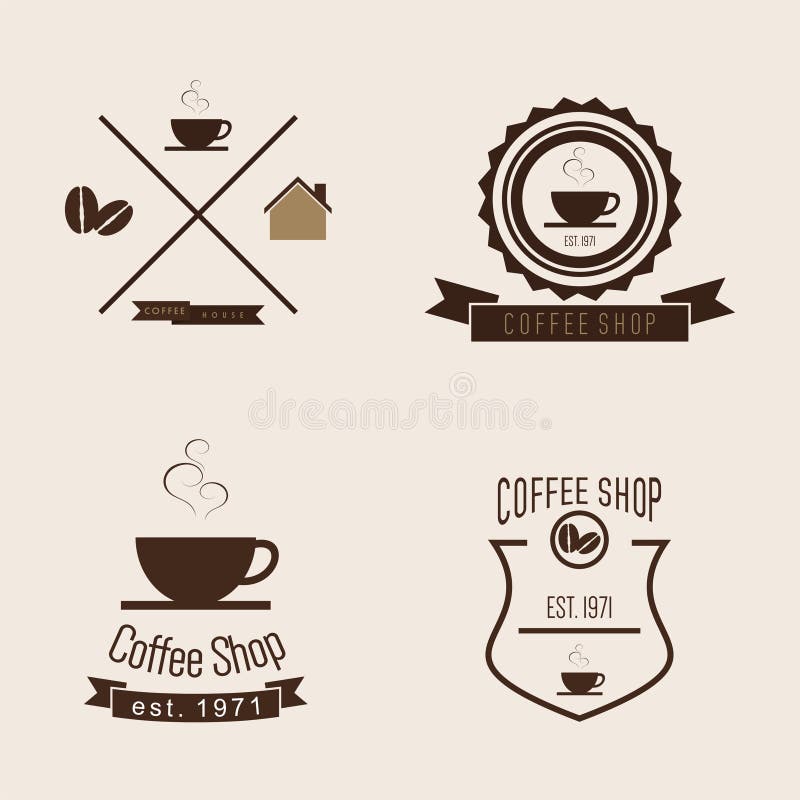 Download Set of Coffee Shop Logo stock vector. Illustration of ...