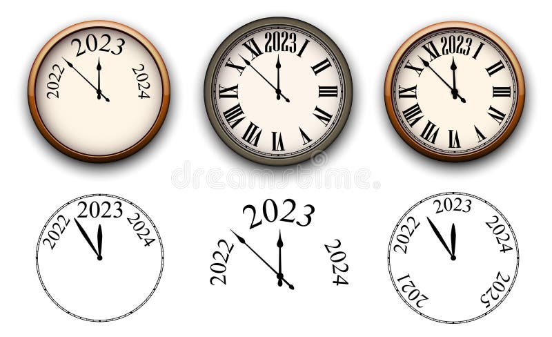Set Collection Clocks Showing Set Collection Clocks Showing White Background 256077755 