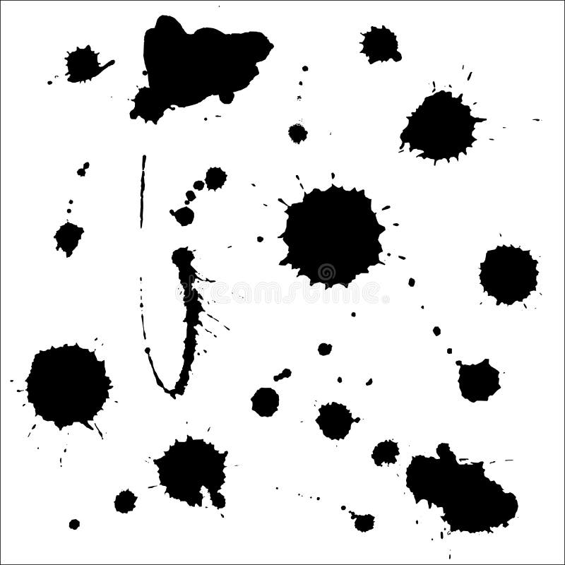 Set collection of ink blot isolated on background