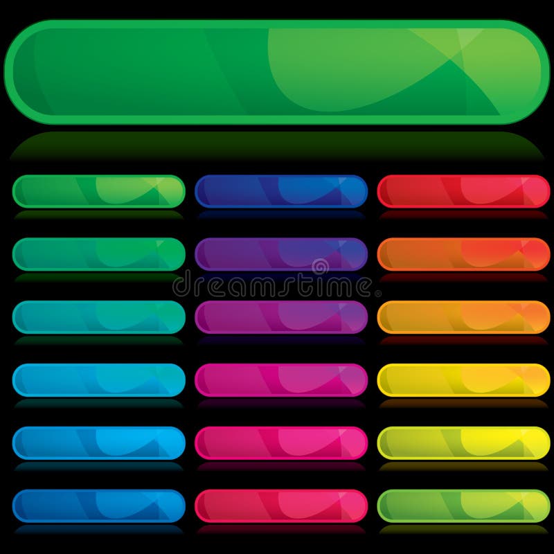 Set of color banners, buttons