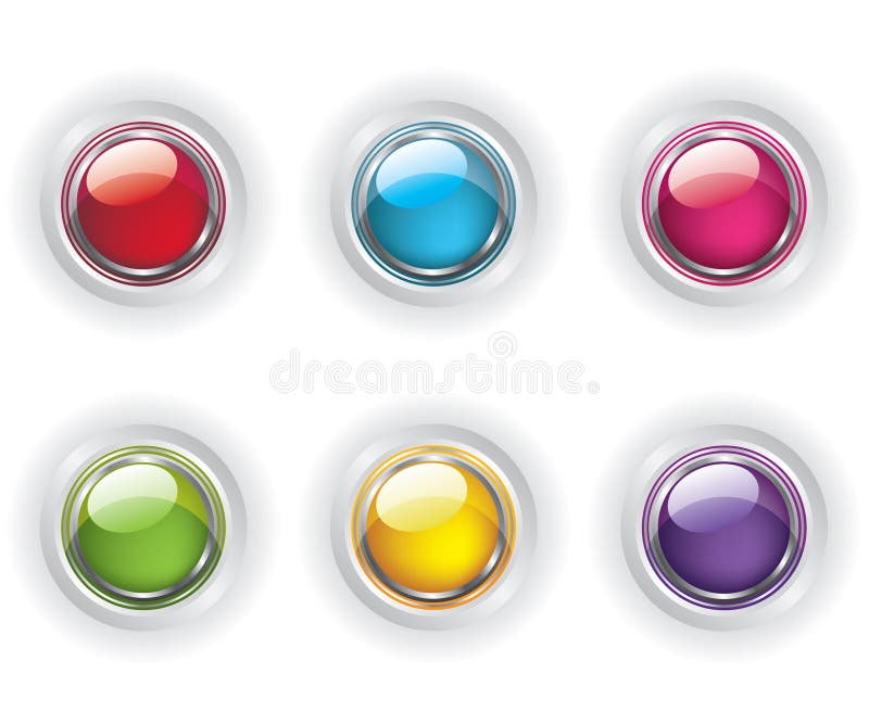 Set of color glass buttons stock illustration