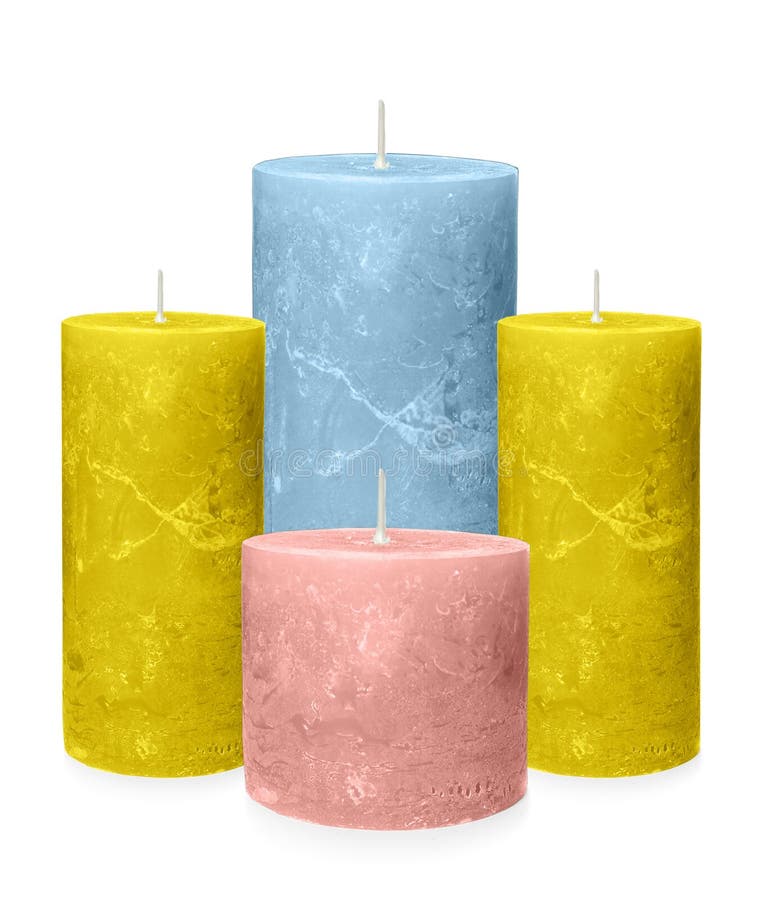 Set of Color Wax Candles on Background Stock Illustration