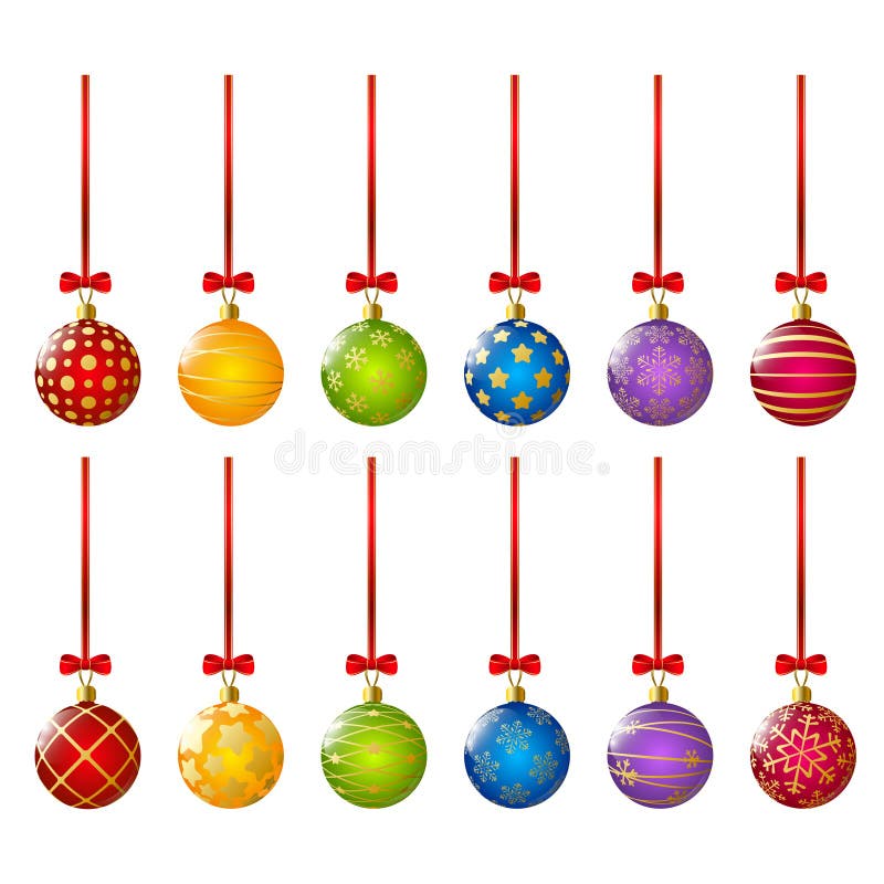 Set of color Xmas balls stock vector. Illustration of merry 46630189