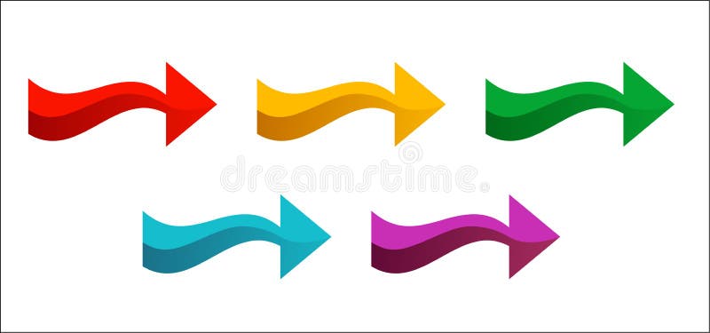 Set of Colored Arrows Pointing Up. New Bright Striped Arrows for Stock ...