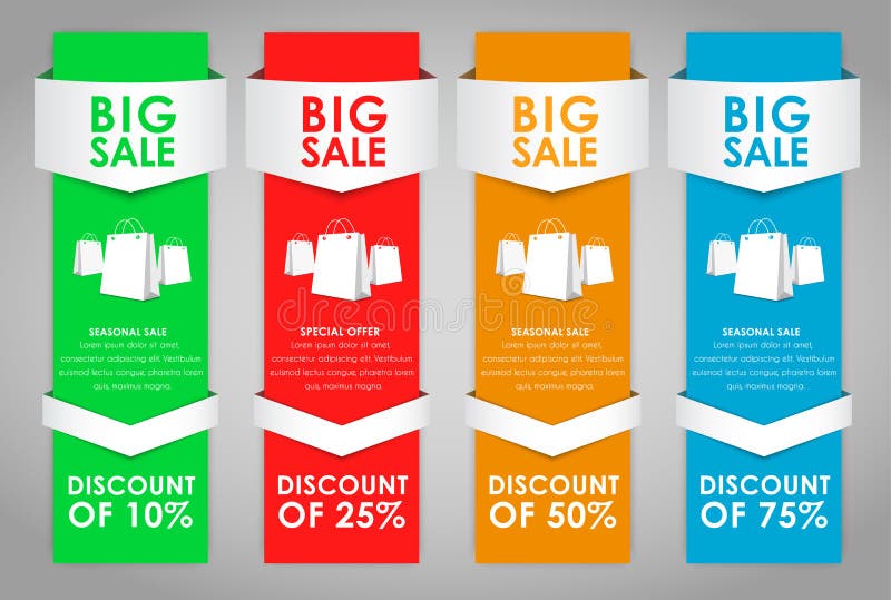 Set of Colored Banners for Sale Stock Illustration Illustration of