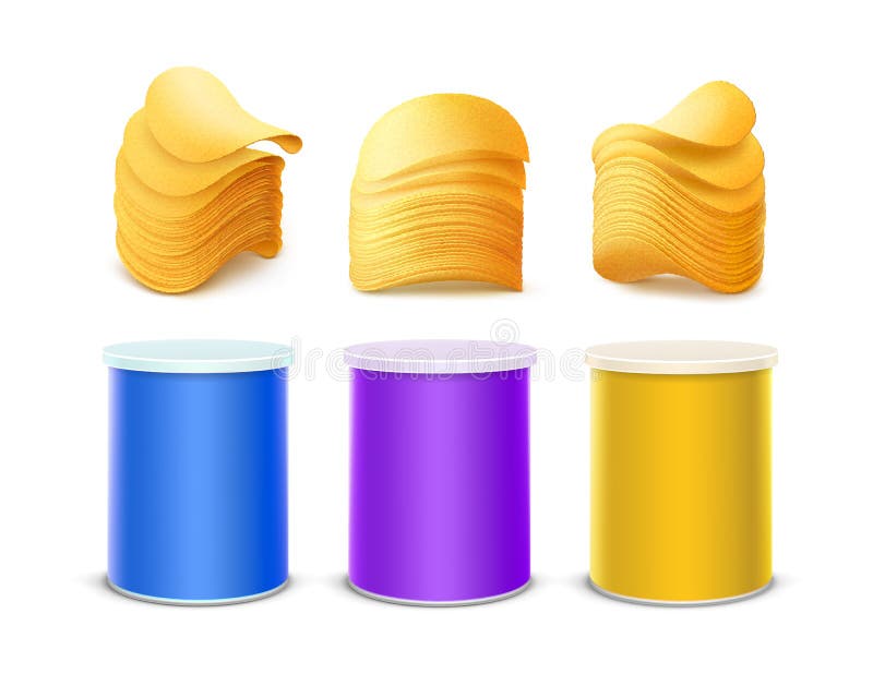 Download Purple Tube For Package Design With Stack Of Potato Chips Stock Vector - Illustration of chip ...