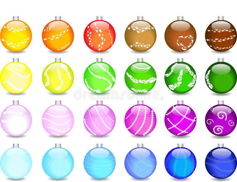 Set colored Christmas balls and shimmers