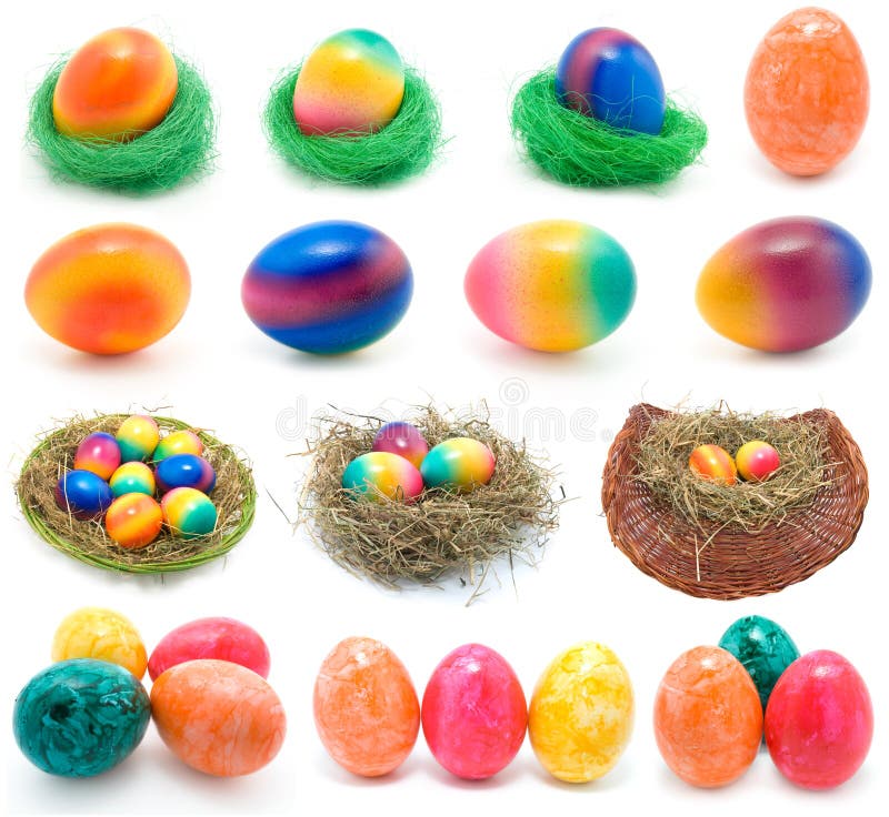 Set colored Easter isolated on white background.