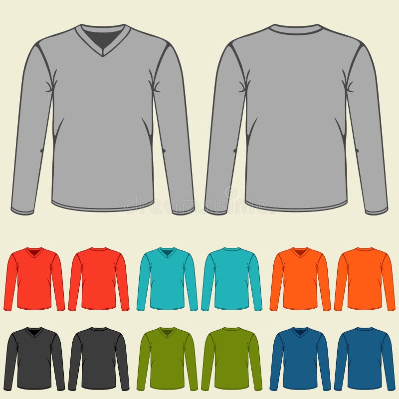 Set Of Colored Long Sleeve Shirts Templates For Men Stock Vector ...