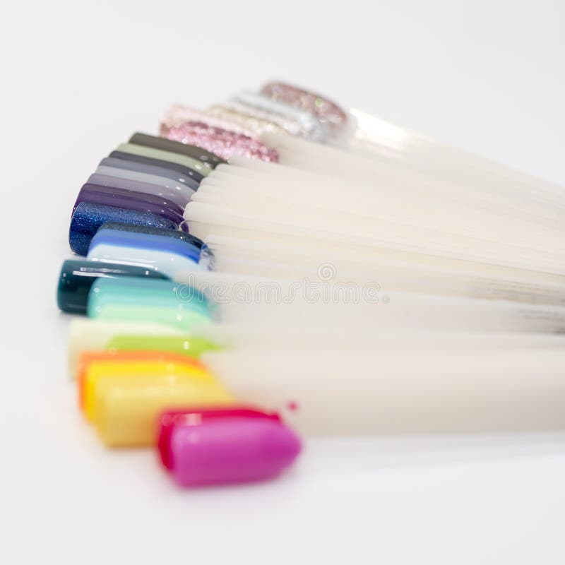 Set of Colored Nail Patterns on White Background Stock Image Image of