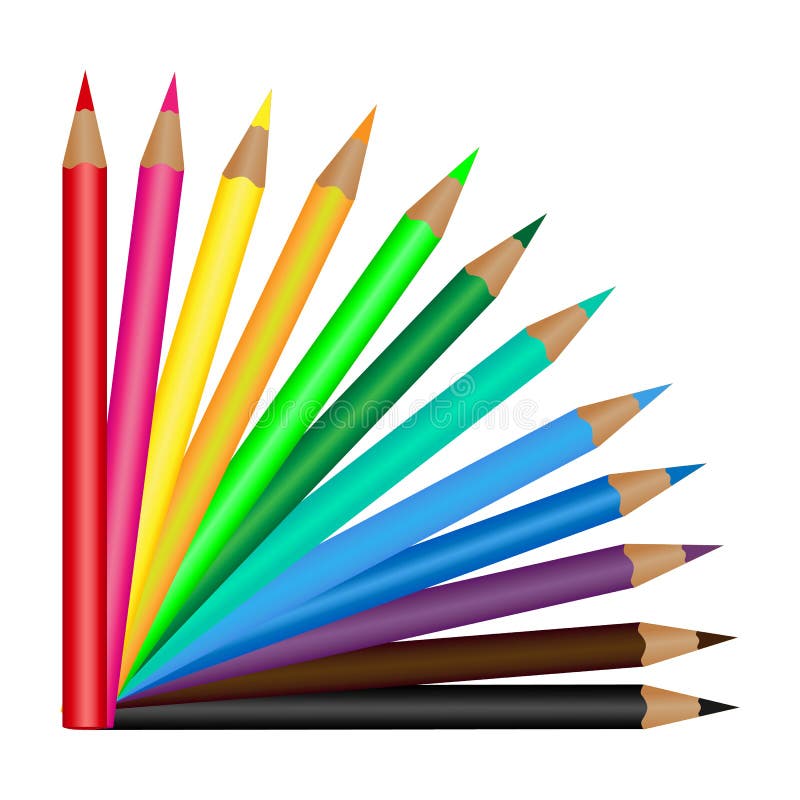 Set of 12 colored pencils isolated on a white background. Vector illustration vector illustration Set of 12 colored pencils isolated on a white background. Vector illustration vector illustration
