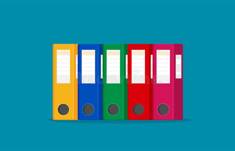 Set of Colored Ring Binders Isolated on White. Vector Illustration in