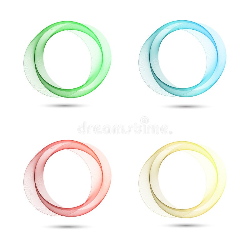 Set of colored smooth waves in the form of a circle with a shadow on an abstract background. EPS 10 vector illustration.