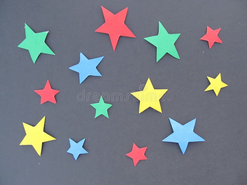 A Set of Colored Stars on a Black Background Stock Image Image of