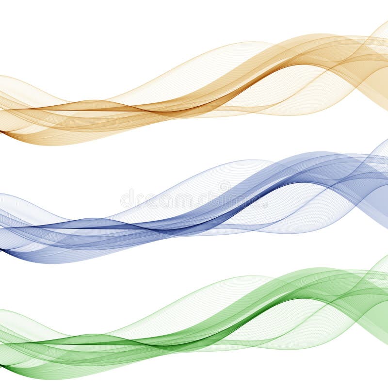 Set of colored waves. Abstract Brown, blue, green. Element for decoration. Eps 10 stock illustration