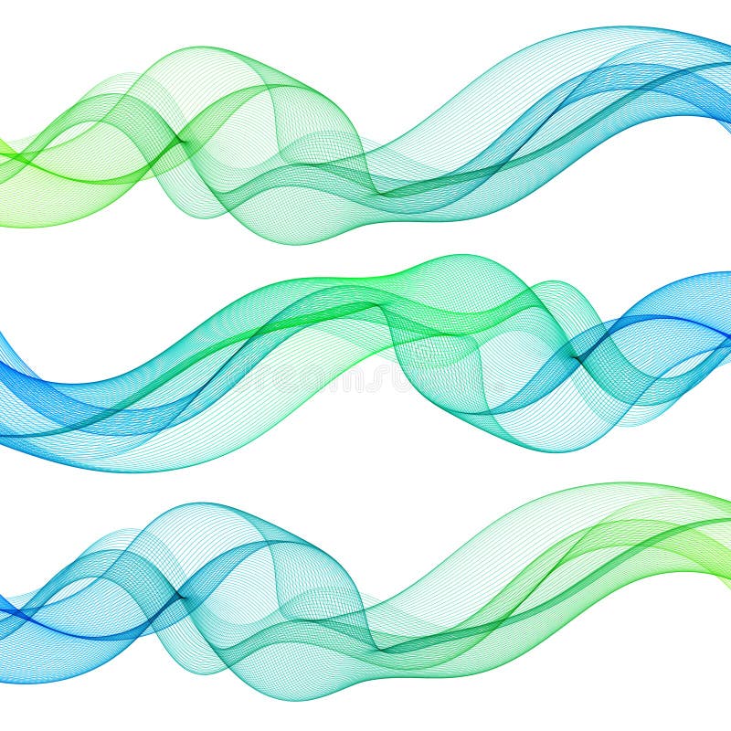 Set of colored waves. Abstract green-blue lines. Element for decoration. eps 10 stock illustration