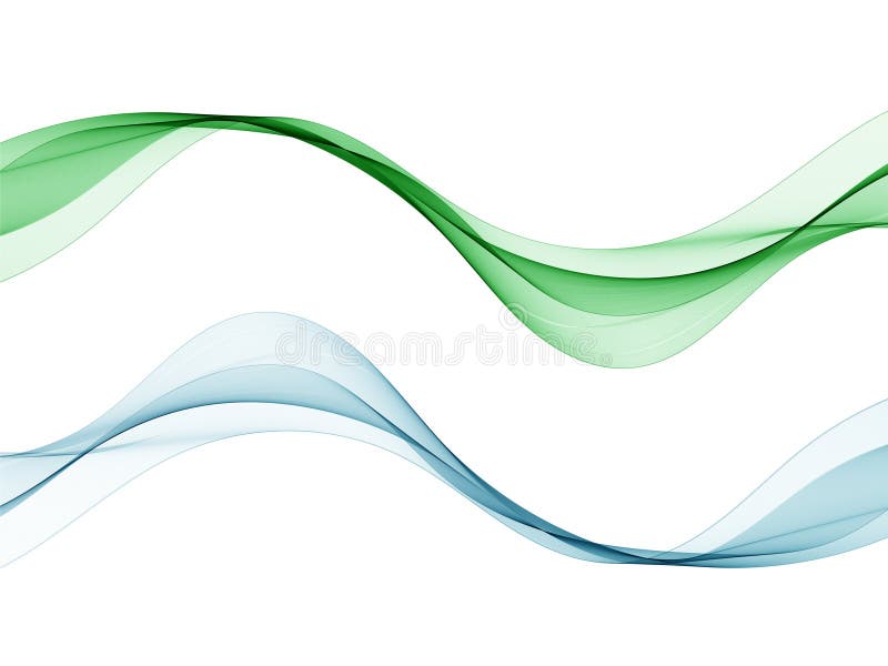 Set of colored waves. Abstract green-blue lines. Element for decoration. Eps 10 vector illustration