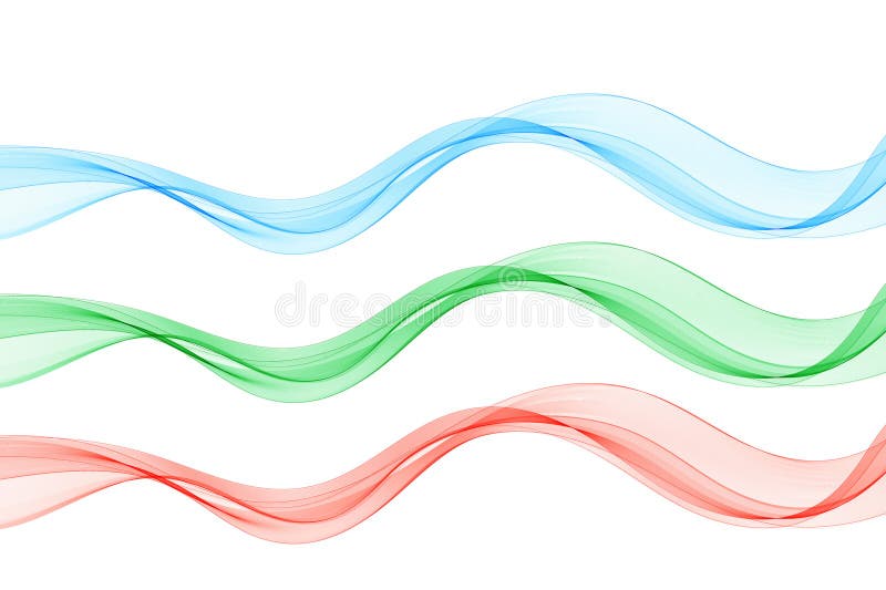 Set of colored waves. Abstract Red, blue, green. Element for decoration. Eps 10 vector illustration