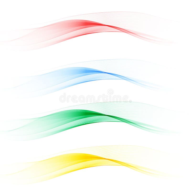Set of colored waves. Abstract Red, blue, green, yellow. Element for decoration. Eps 10 royalty free illustration