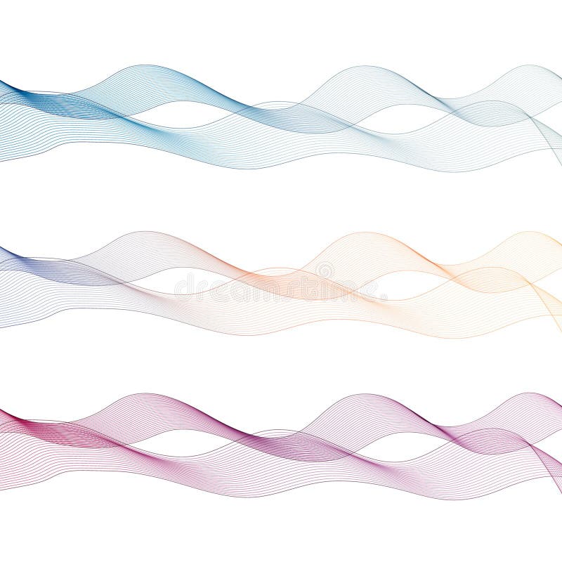 Set of colored waves. Abstract vector background. Eps 10 royalty free illustration