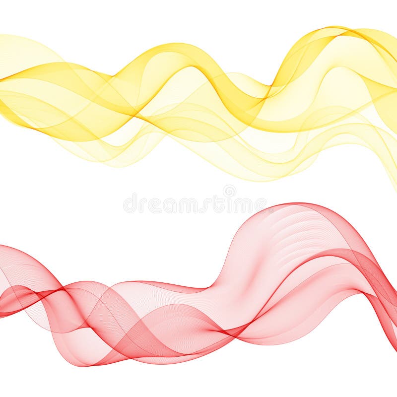 Set of colored waves. Abstract vector background. Red and yellow waves. Eps 10 vector illustration