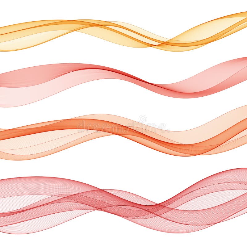 Set of colored waves. Abstract vector background. Red and yellow waves. Eps 10 stock illustration