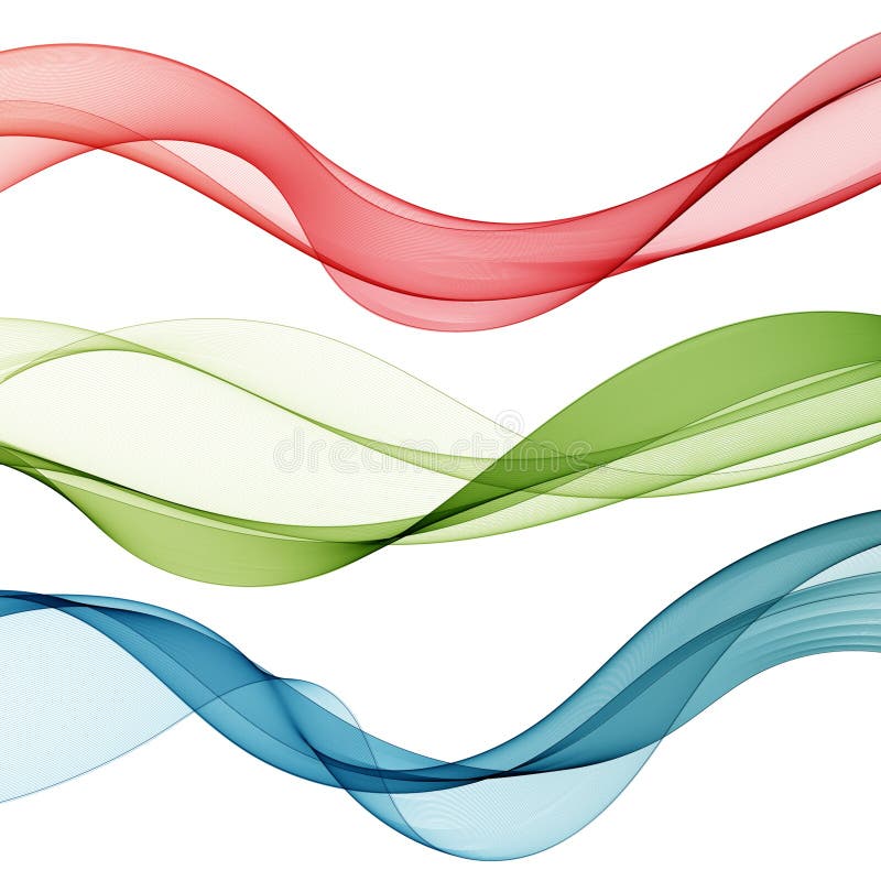 Set of colored waves. Abstract vector set. Decor elements. Eps 10 stock illustration