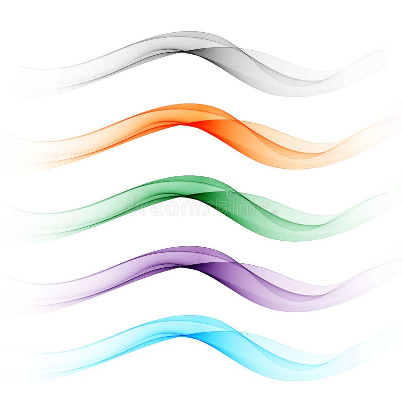 Set of colored waves. Abstract vector set. Decor elements. Eps 10 royalty free illustration