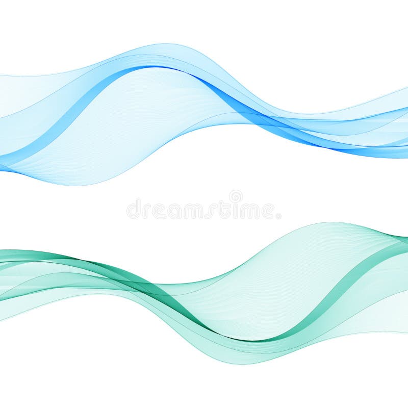 Set of colored waves. Abstract vector graphics. Blue and green waves. Eps 10 royalty free illustration