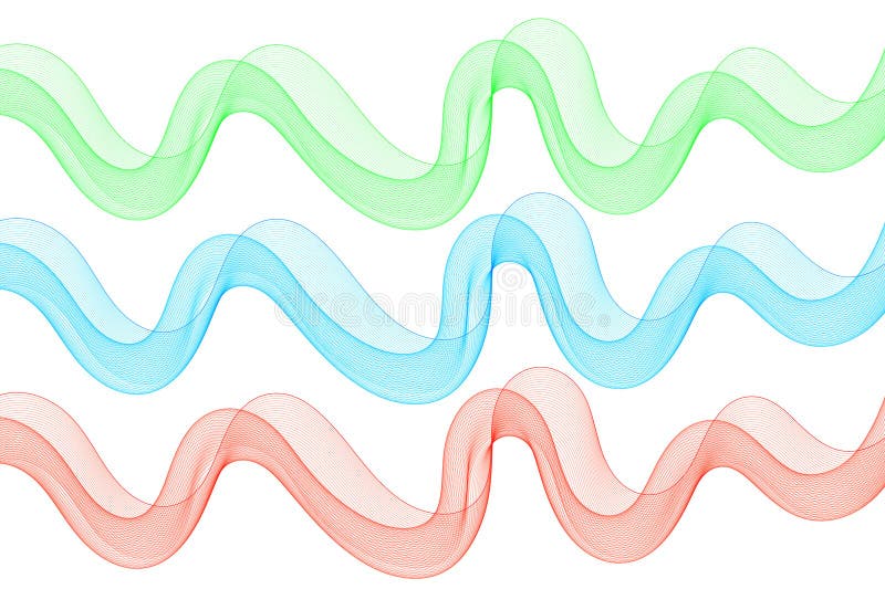 Set of colored waves. Abstract vector graphics. Blue, red and green waves. Eps 10 vector illustration