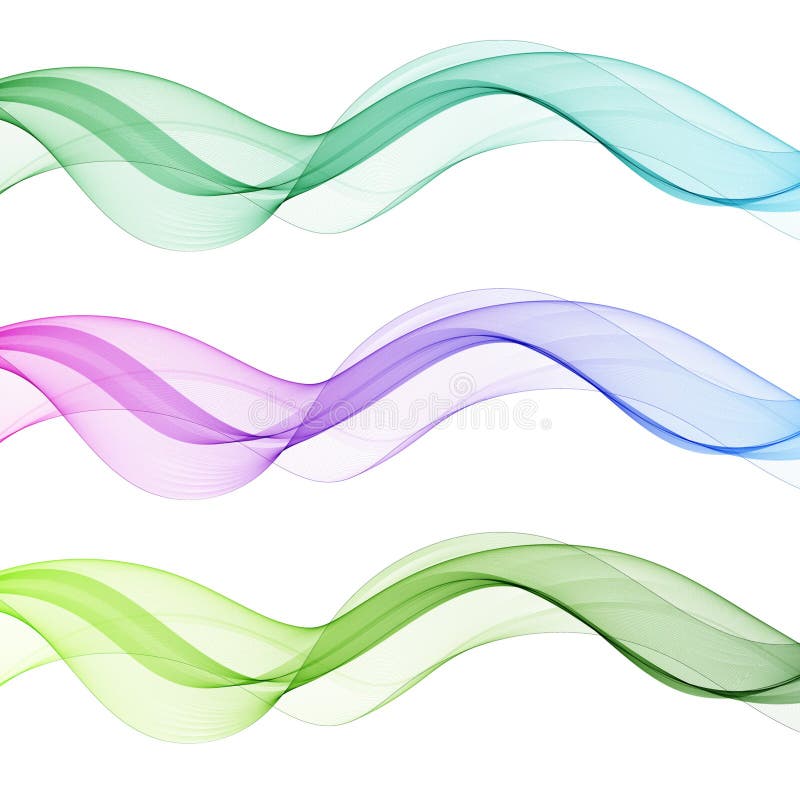 Set of colored waves. Abstract vector graphics. Eps 10 stock illustration