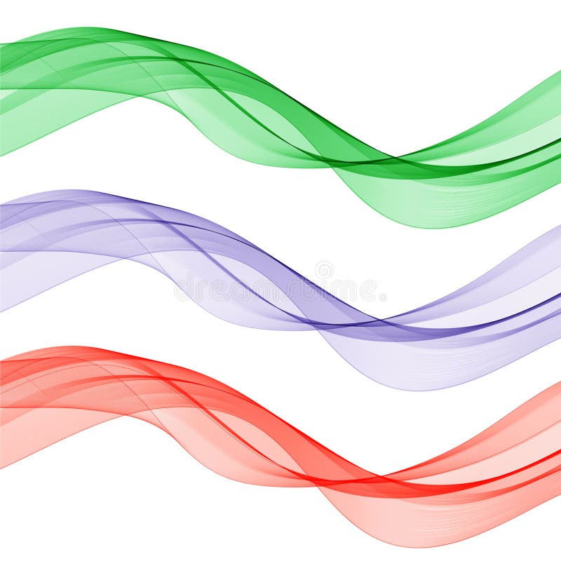 Set of colored waves. Abstract vector graphics. Eps 10 stock illustration