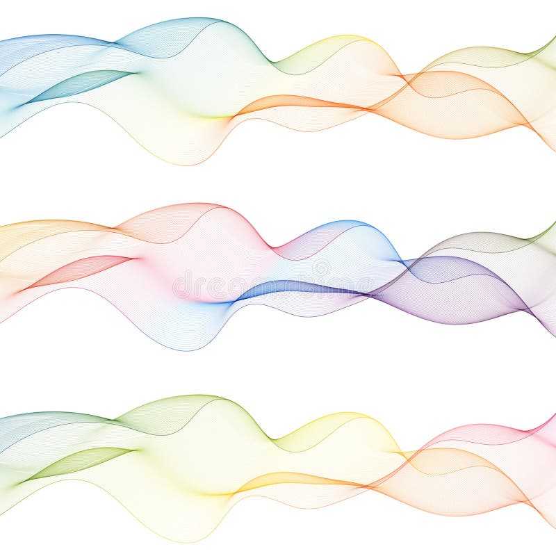 Set of colored waves. Abstract vector set. Decor elements. Eps 10 vector illustration