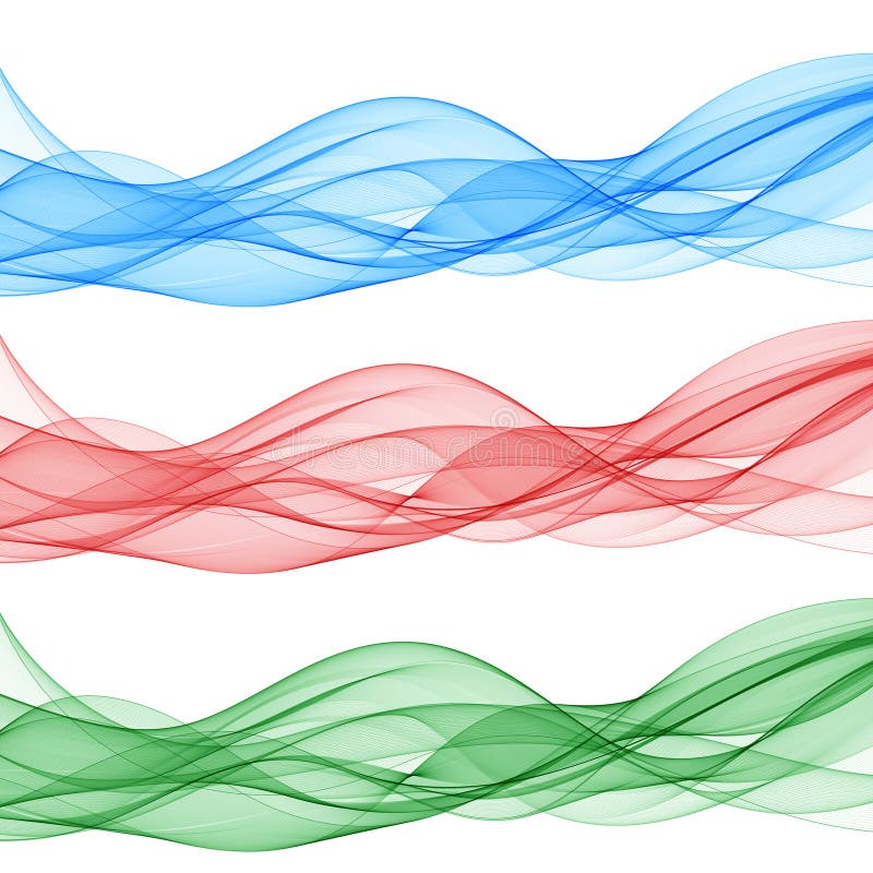 Set of colored waves. Red, blue and green wave pattern. eps 10 stock illustration