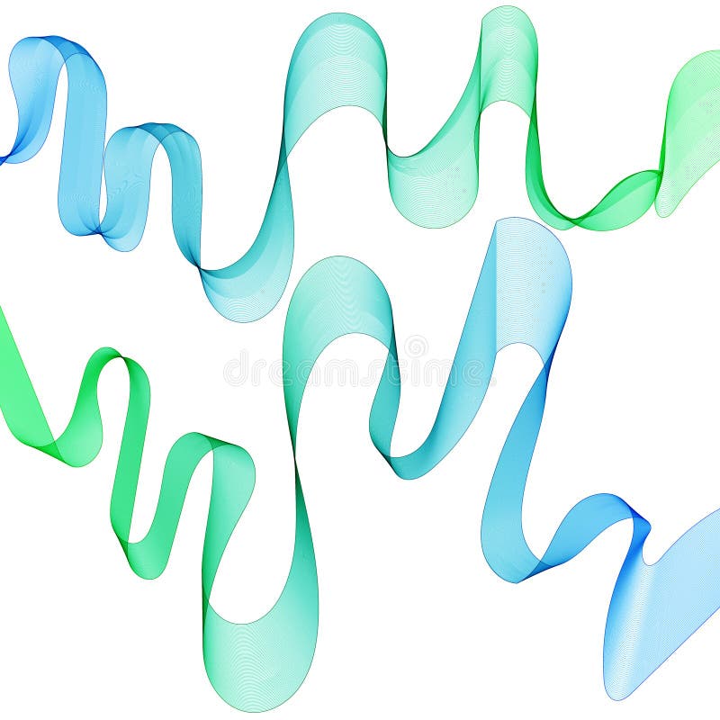 Set of colored waves. Red, blue and green wave pattern. eps 10 stock illustration