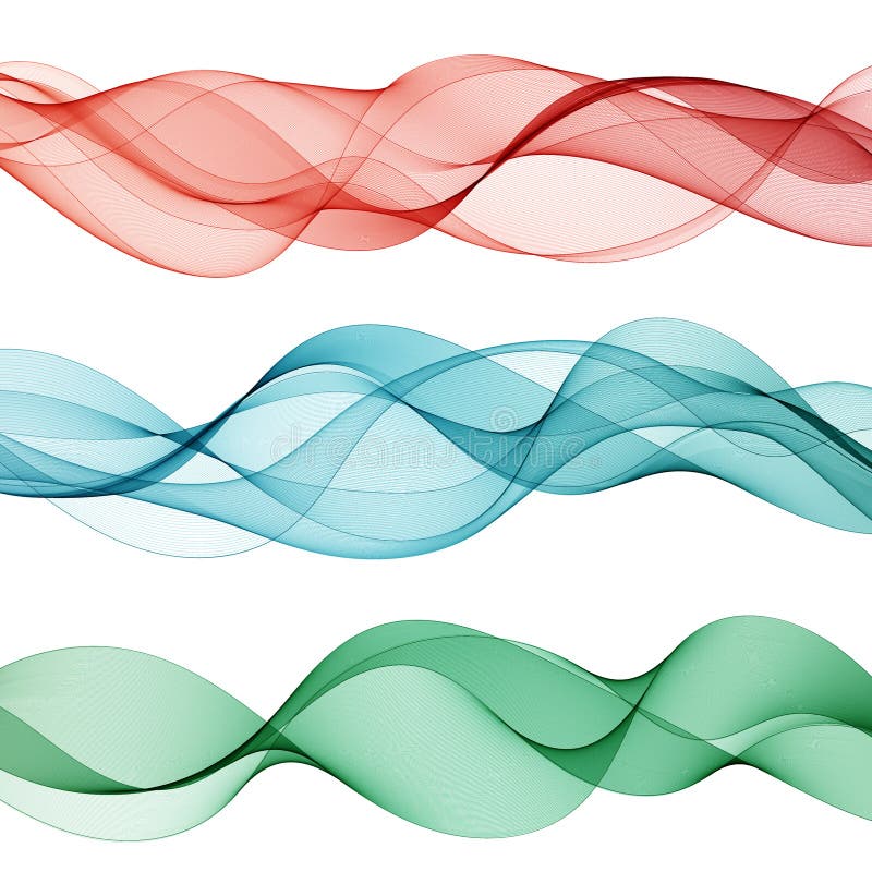 Set of colored waves. Red, blue and green wave pattern. eps 10 stock illustration